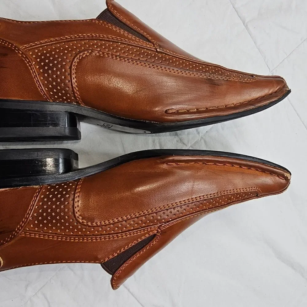 Stacy Adams Brown Leather Oxford Slip On Shoes‎ Boys Size 2